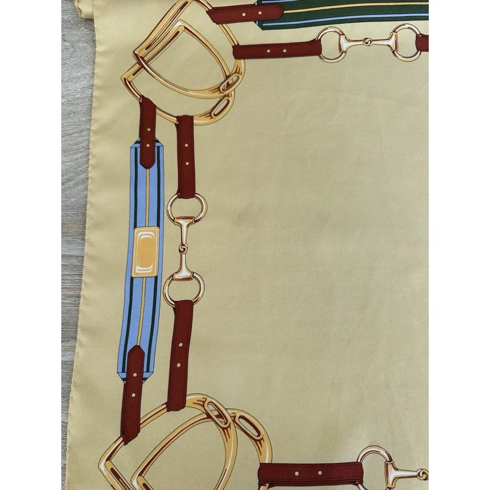 VTG BURBERRYs EQUESTRIAN Horse Bit SILK  SCARF Oblong See Flaws in Pics 17 x 52